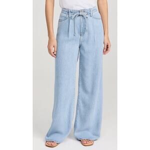 FRAME Super Drape Drawstring High Waisted Denim Wide Leg Jeans Blue 27